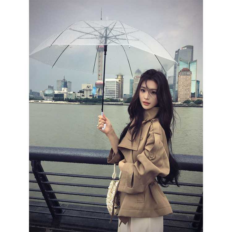 嘉蜜 短款风衣外套女2026春秋季新款高级感收腰小个子高品质大衣