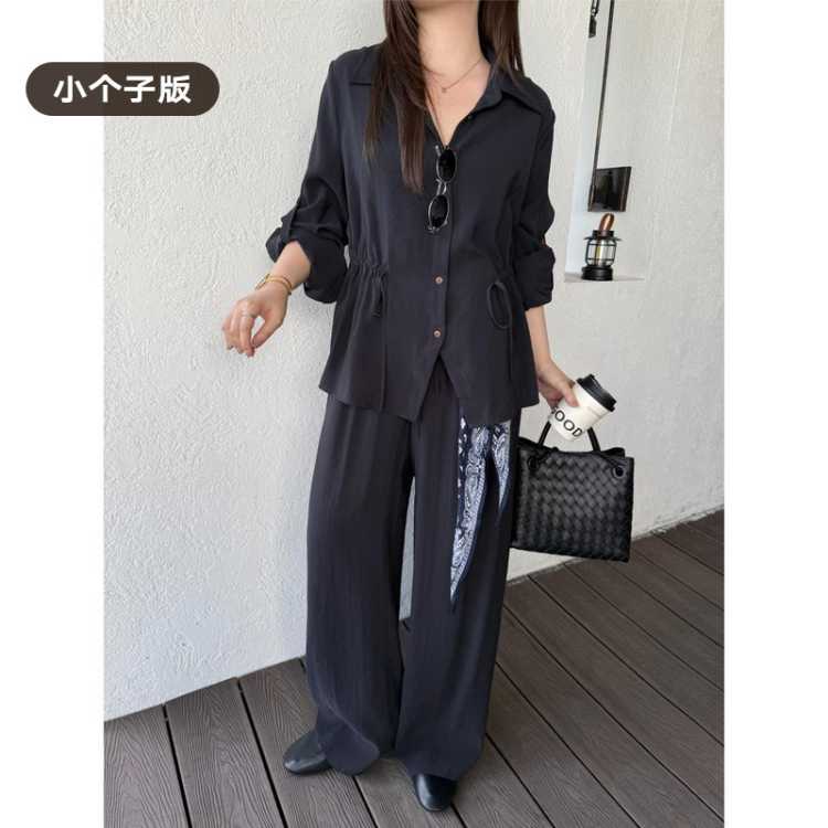 大婉酱 【老钱衬衫套装】微胖大码收腰上衣+松弛感裤子26秋新女两件套