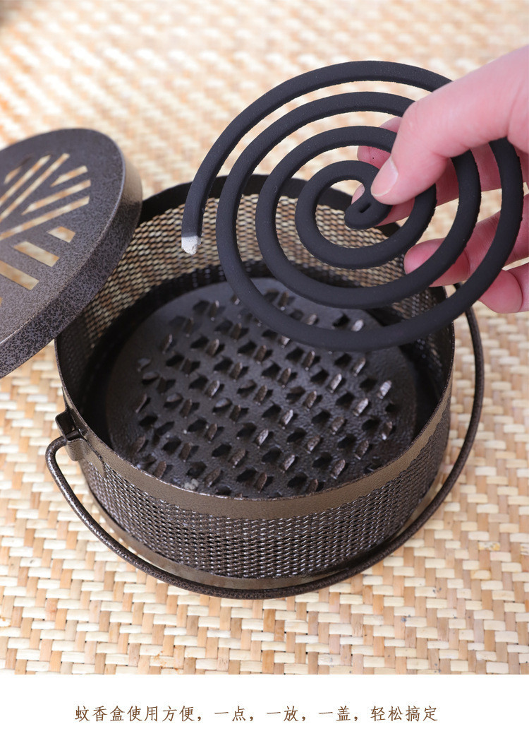 创意蚊香炉家用防火铁艺室内驱蚊檀香炉香薰炉户外大号带盖蚊香盒