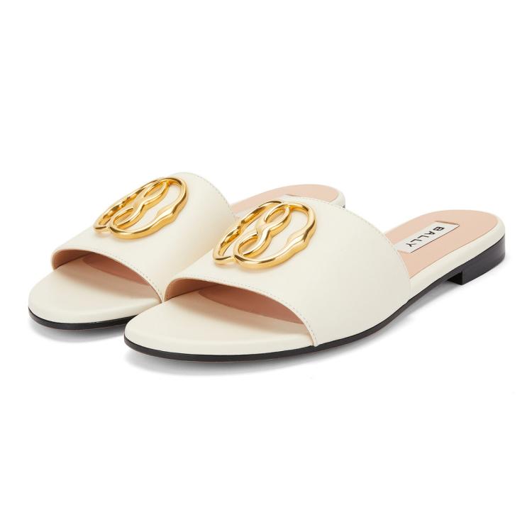 Bally Flat Sole Lambskin Leather Sandals In Neutrals