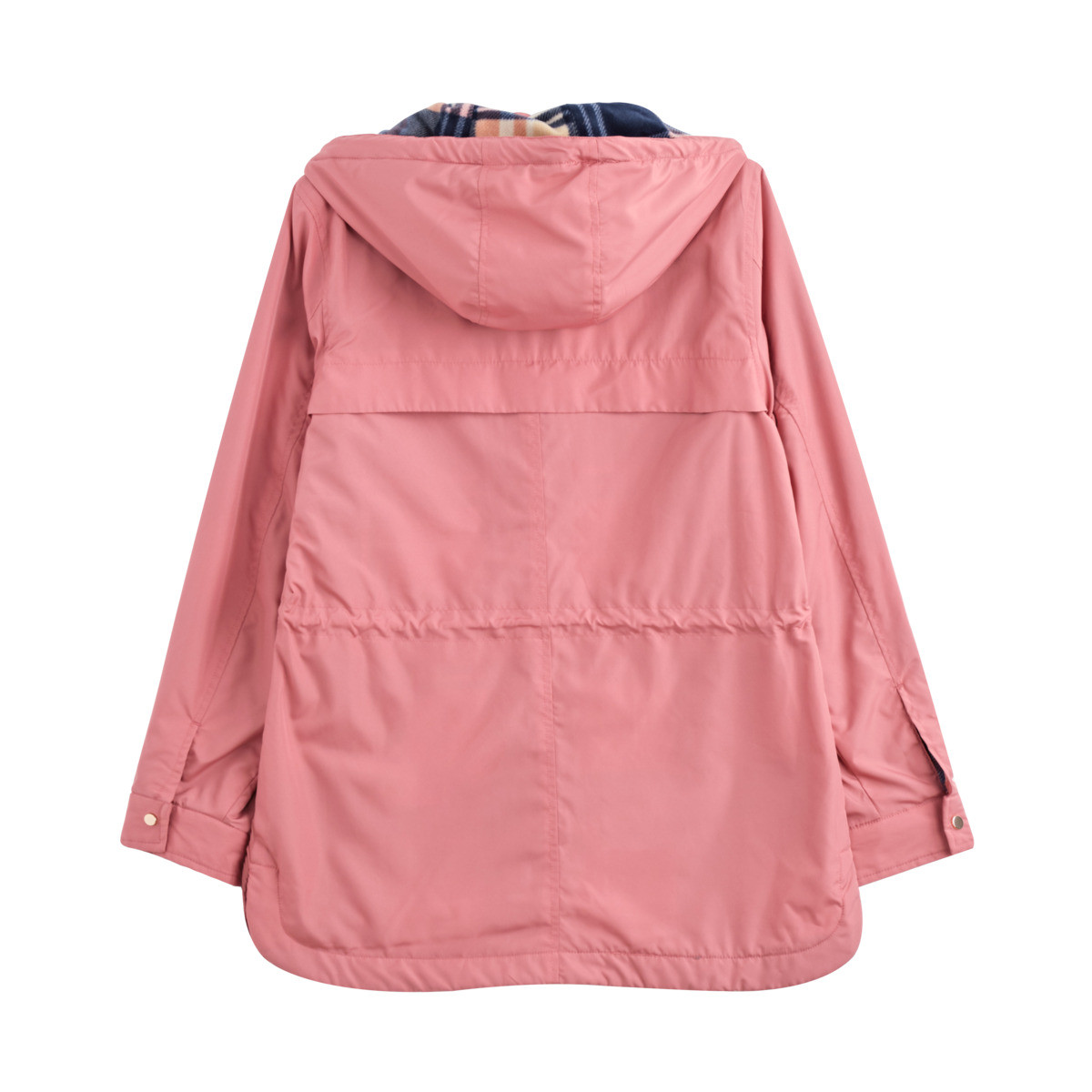 堡狮龙女装连帽衣服时尚格子内加绒外套女