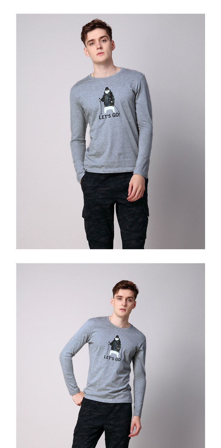 惊喜再来-堡狮龙男装专场 堡狮龙18秋季新款男装圆领休闲印花长袖t恤