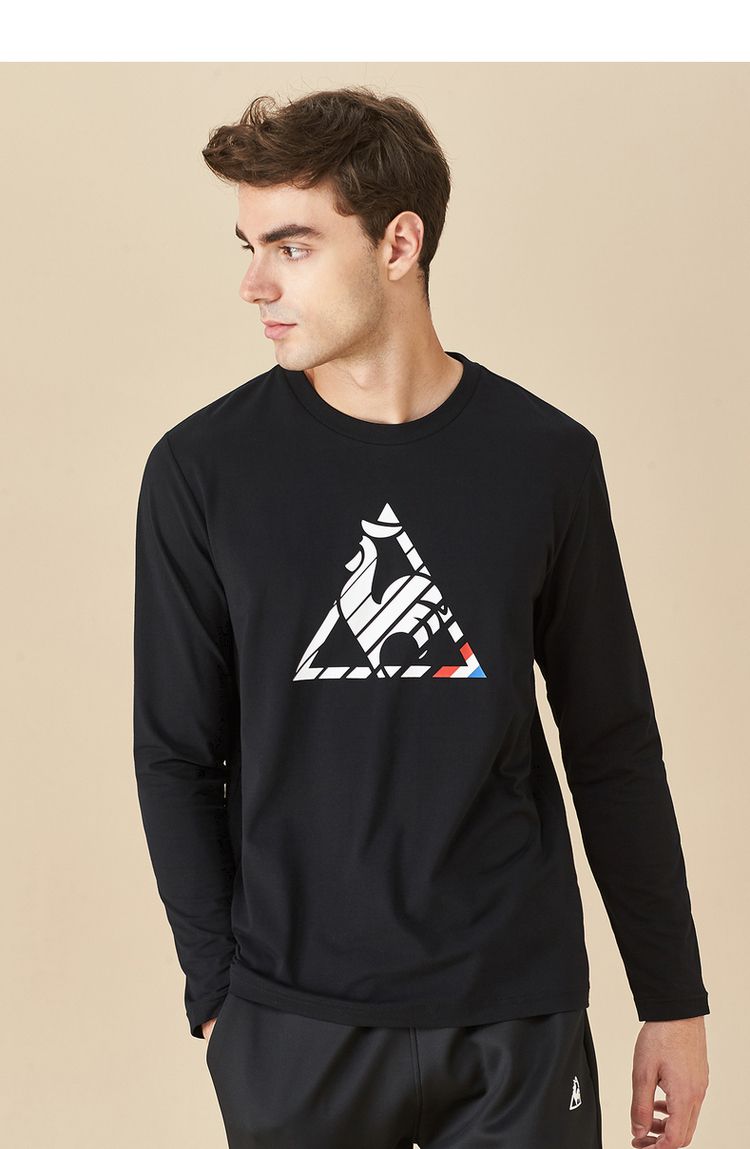 乐卡克法国公鸡印花运动休闲长袖t恤男