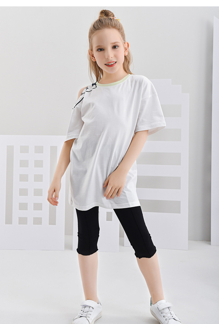 2021秋季新款女童针织紧身裤中大童打底裤七分裤