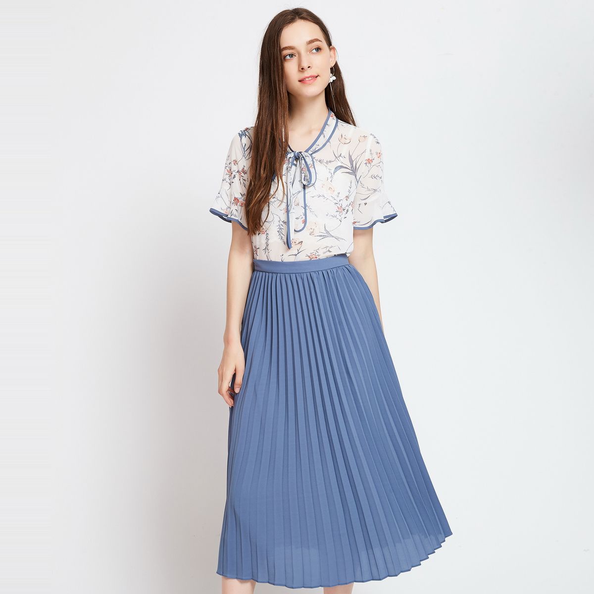 2019夏新品中长款裙子百褶半身裙a字裙女裙