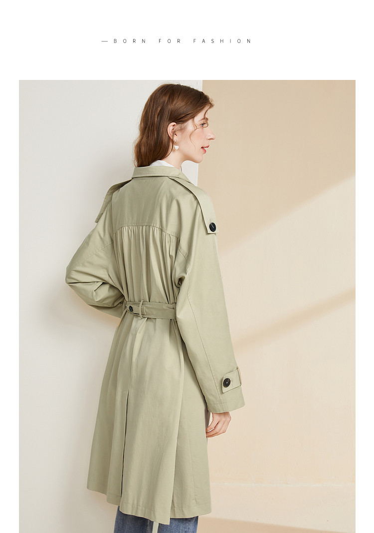 风衣女士新款2021通勤立领插肩袖设计中长款秋季外套女时尚