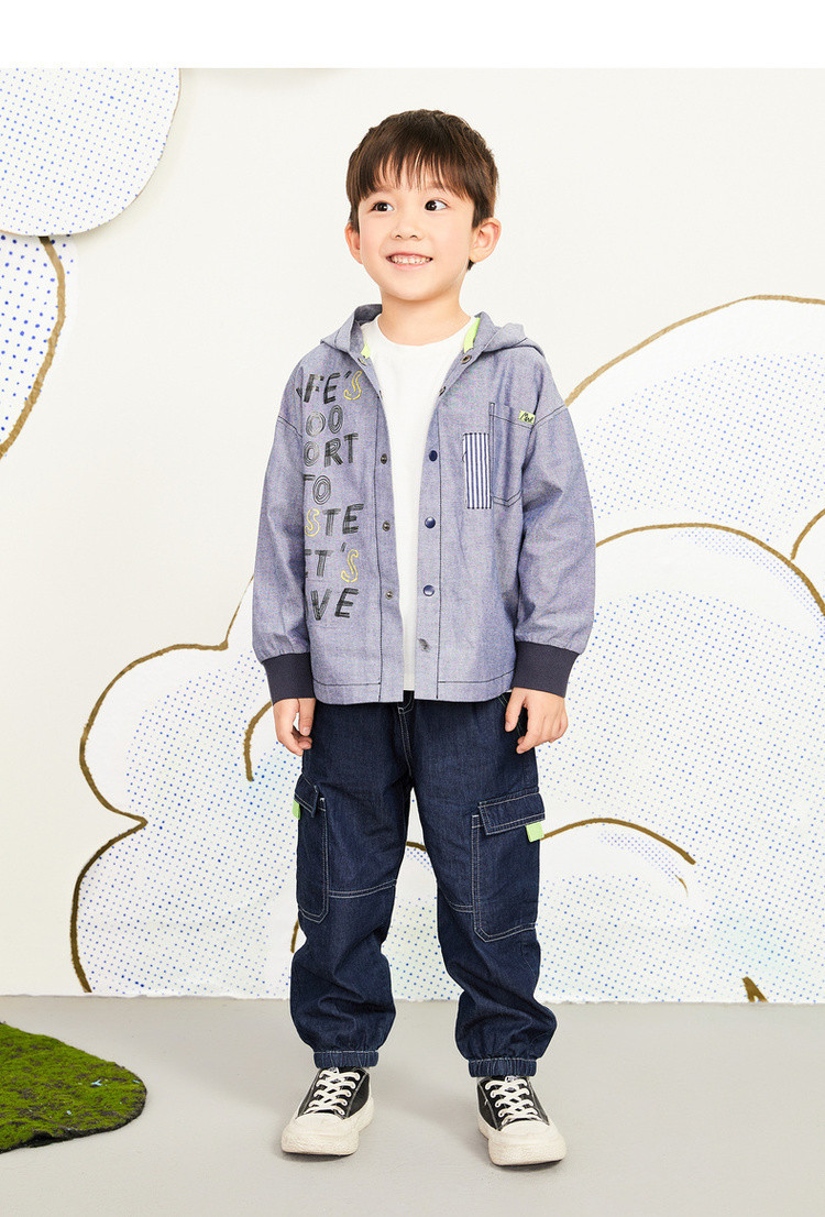 马拉丁童装男童外套春装2020新款图案不规则设计风衣连帽外套