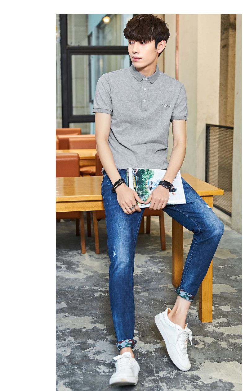 2018夏季新款青年男 休闲时尚韩版简约短袖男士polo衫