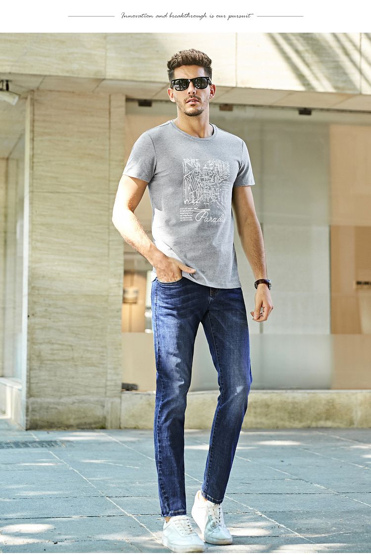 2018夏季新款男士牛仔裤复古水洗微弹中腰牛仔长裤