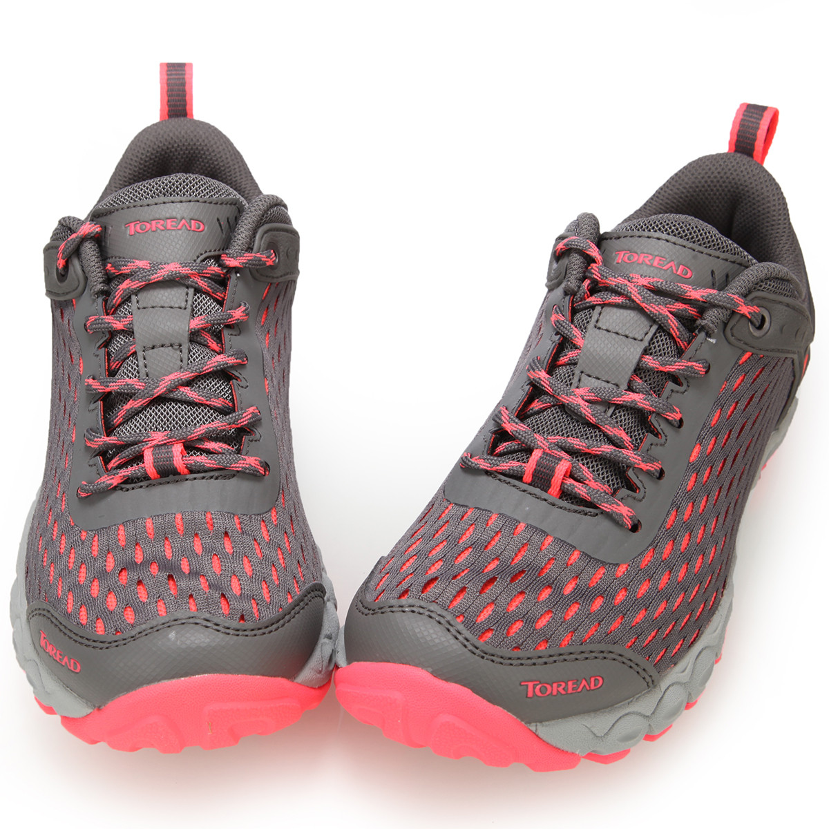 探路者toread 透气低帮轻量 女式徒步鞋 中灰/荧光桃红 39