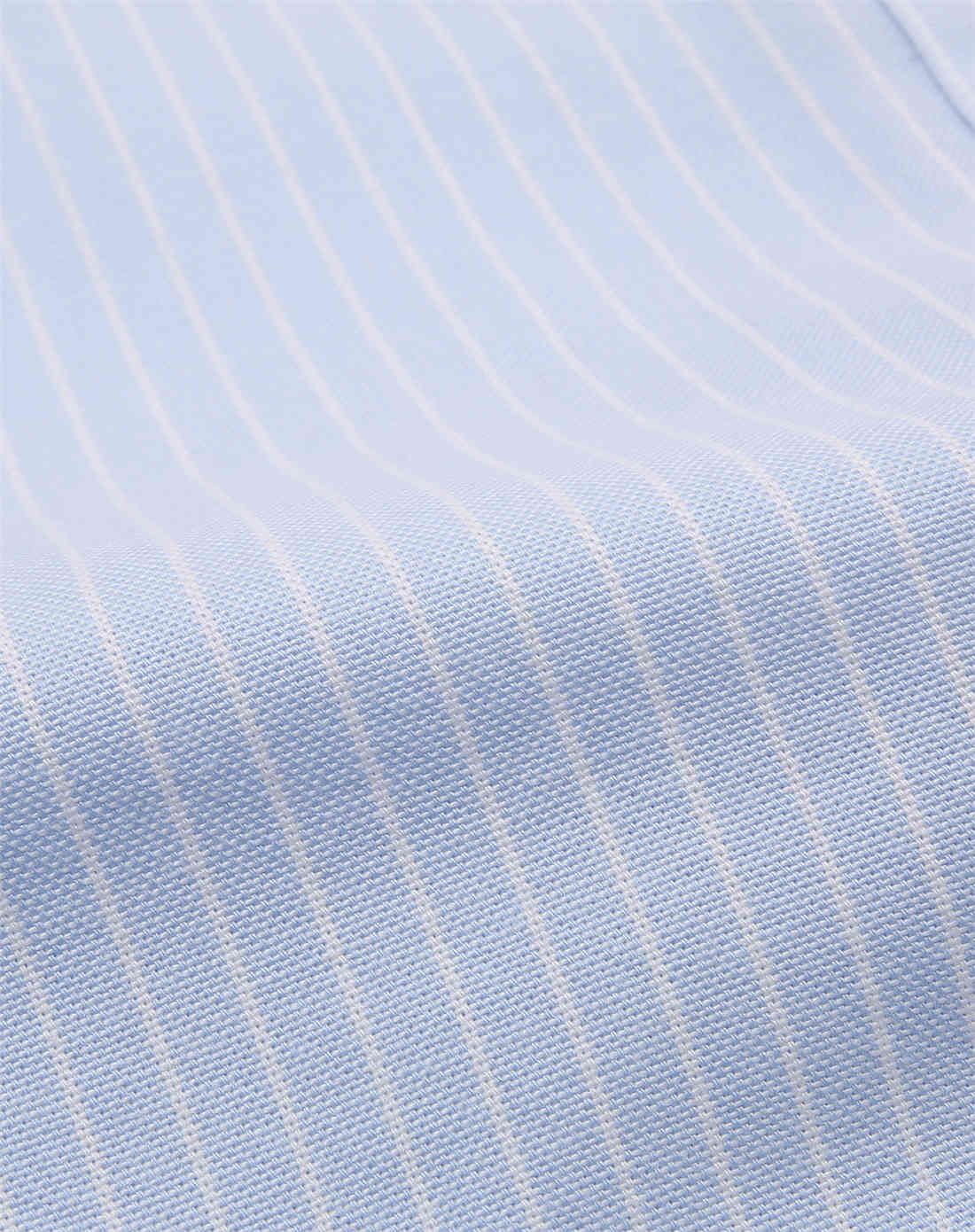 浅蓝/雪白条纹色 牛津纺纯棉可卷袖修身衬衫