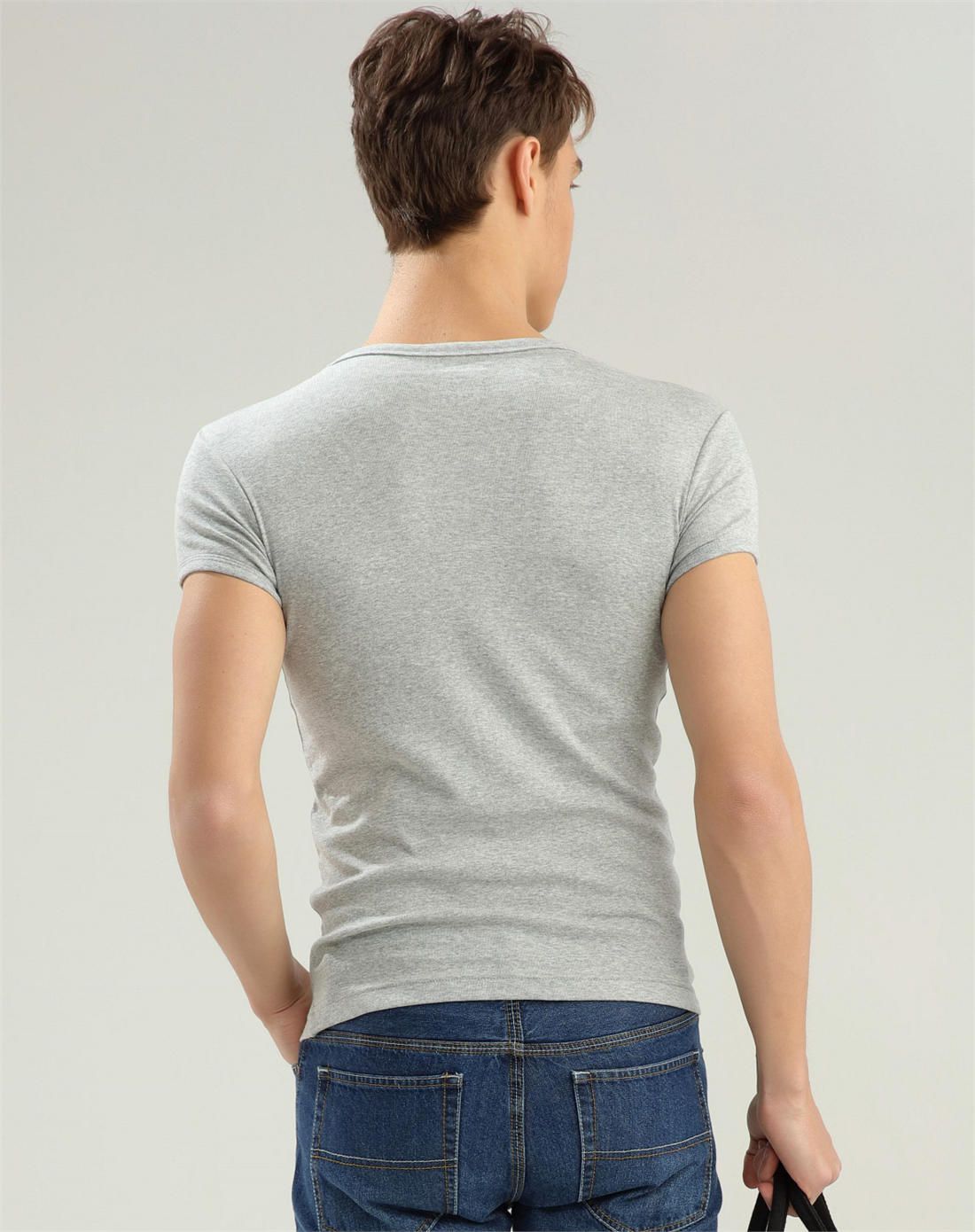 2018年新品 佐丹奴 标志白/中花灰色 两件装纯棉圆领短袖t恤男士