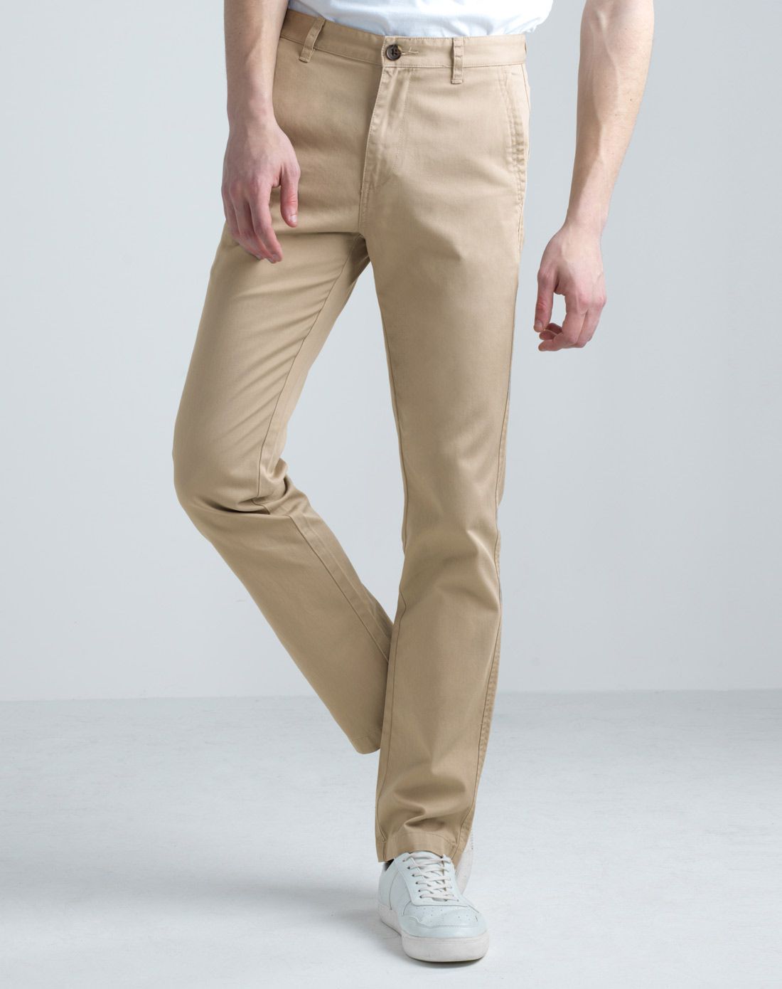 灰褐色 素色百搭纯棉标准窄脚休闲裤