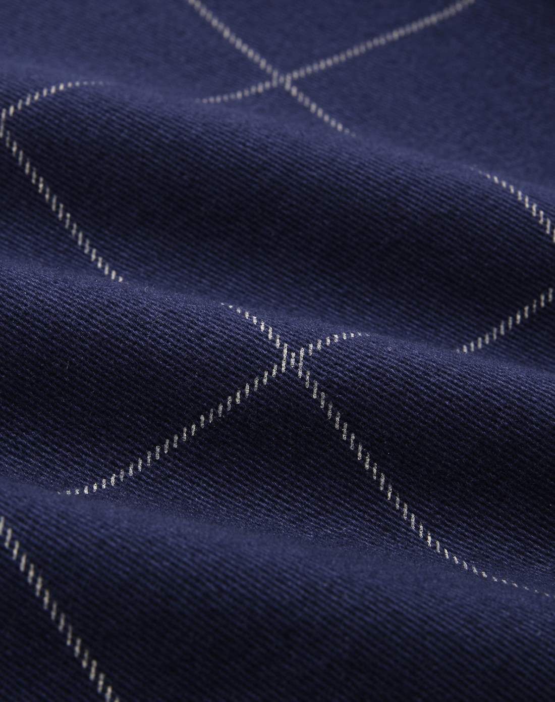 标志海军蓝/云霜色 简约纯棉中腰七分阔腿裤