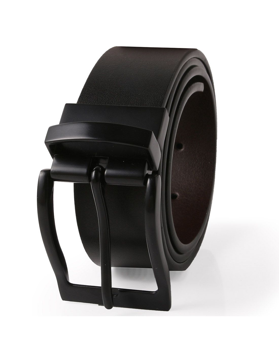 黑色 牛剖层移膜革针扣皮带