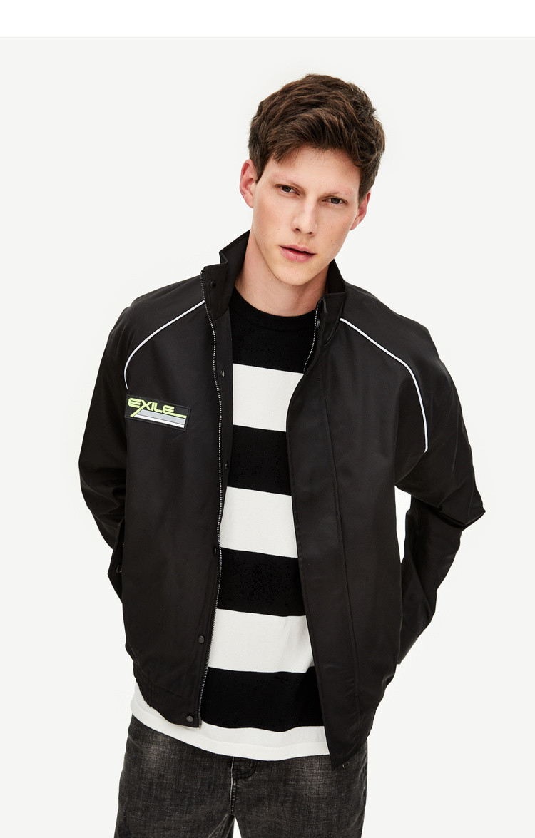 urban revivo ur男装简约车线饰高领短外套mv01s1bn2001 正黑 s