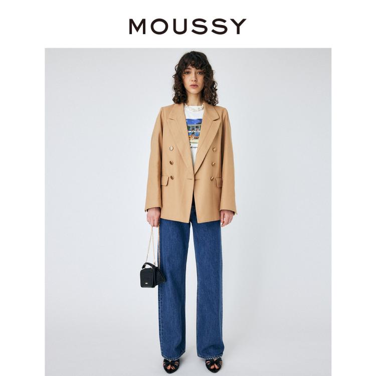 Moussy 秋冬蓝色经典阔腿水洗休闲牛仔裤女010gaa11-5550 In Burgundy