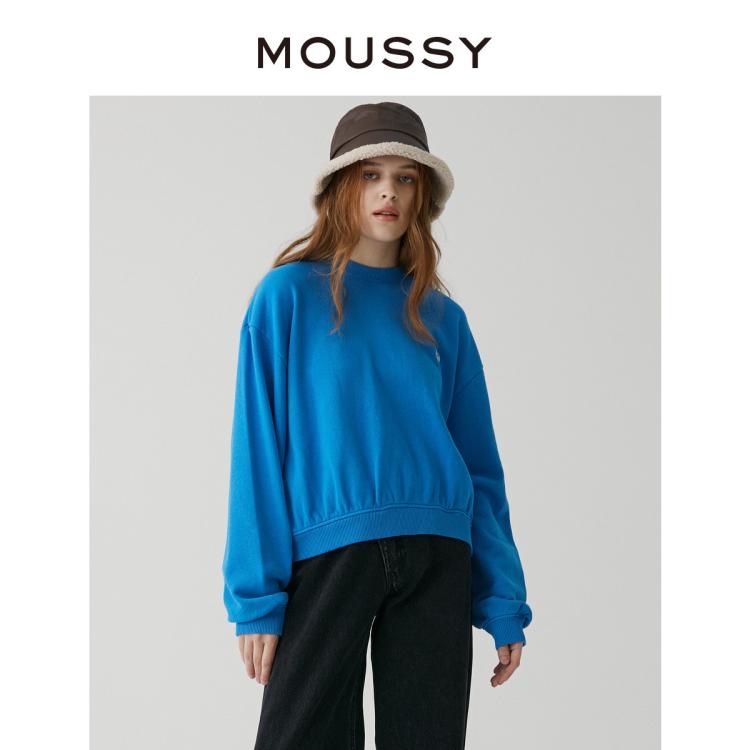 Moussy 秋季休闲套头宽松字母卫衣女010gal90-5520 In Blue