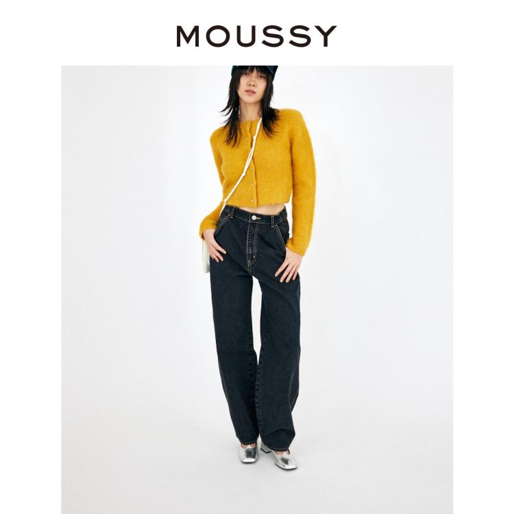 Moussy 秋季宽松直筒休闲插袋设计牛仔裤女010fa711-5210 In Orange