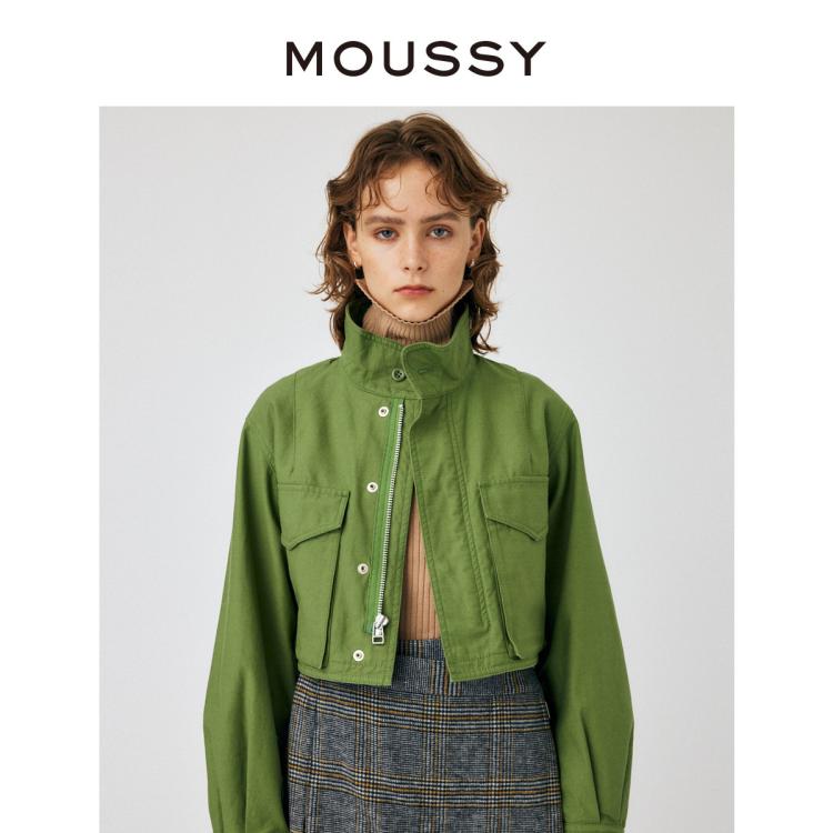 Moussy 初秋工装风立领短款休闲夹克外套女010gaj30-5780