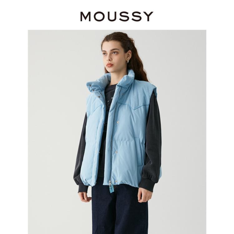 MOUSSY MOUSSY 冬季简约休闲拼接面料羽绒服背心028GAZ30-5950