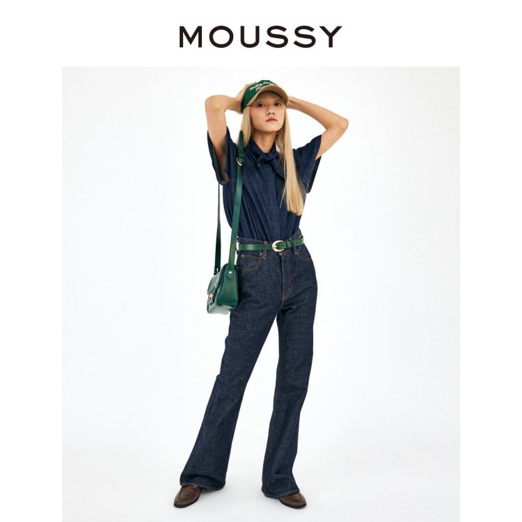 Moussy 夏季设计感领口系带牛仔衬衫女010fas11-5310 In Blue