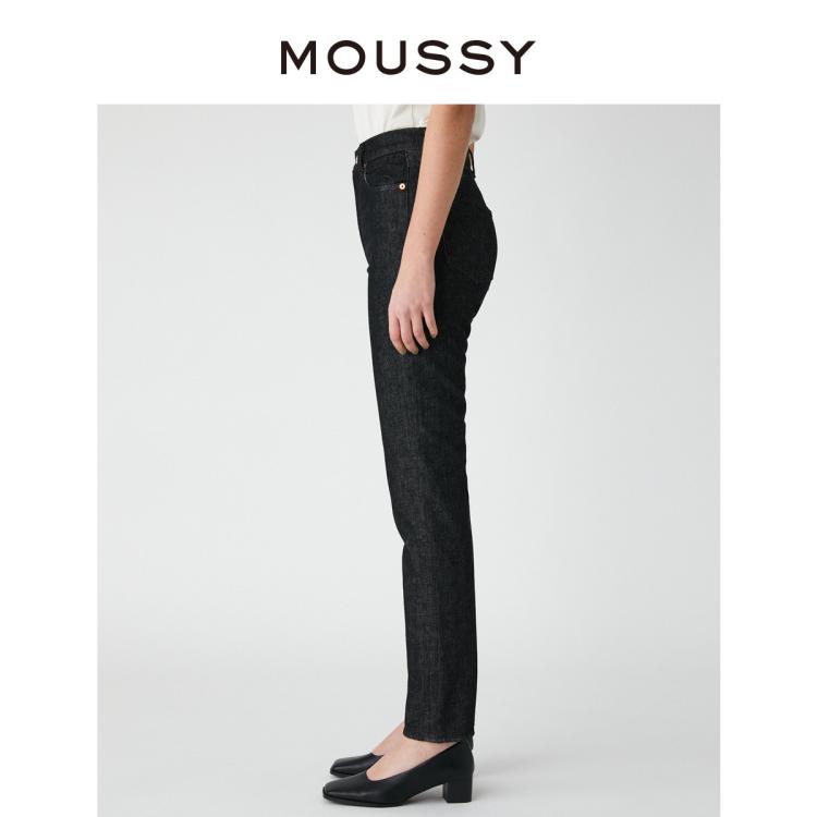 Moussy 秋季高腰水洗直筒牛仔裤c10faa12-1140 In Black