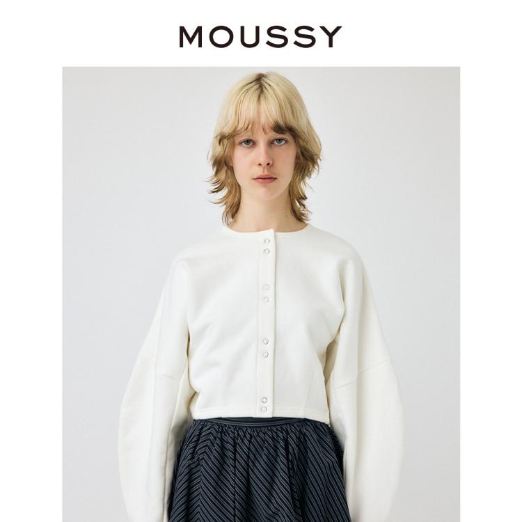 Moussy 秋季设计感通勤廓形温柔针织外套女010hss80-0150 In White