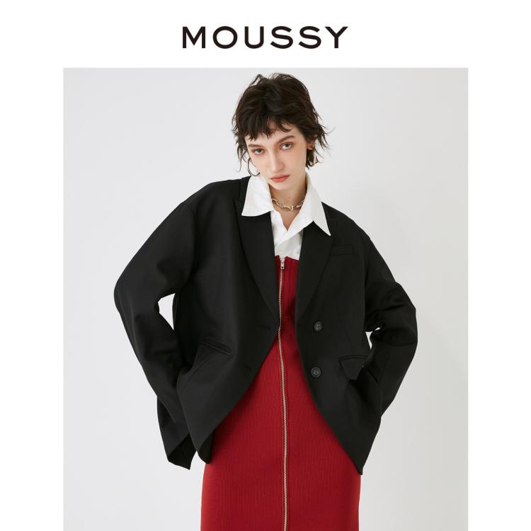 Moussy 秋季气质日杂风后背不规则西装外套028hsz30-0461