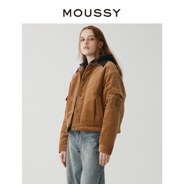 Moussy 秋季夹棉酷帅休闲短外套028ga430-5740 In Brown