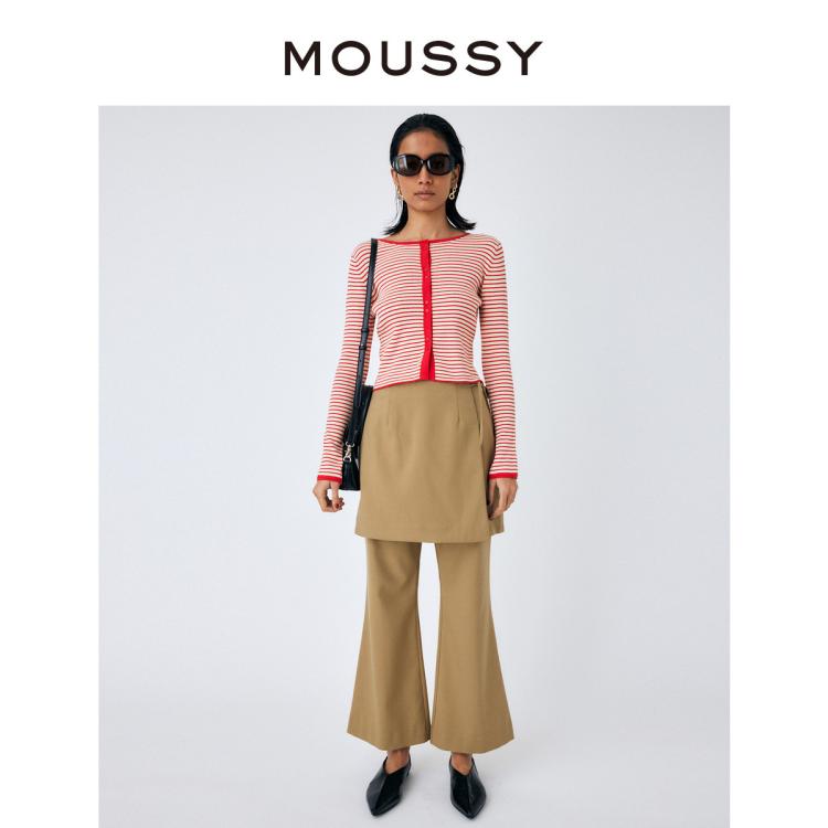 Moussy 秋季裙裤一体可拆卸微喇休闲裤女010gs730-0500