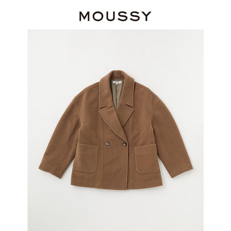 MOUSSY MOUSSY 秋季甜美学院风两粒扣廓形毛呢大衣010FA230-6770 6921056453792374744