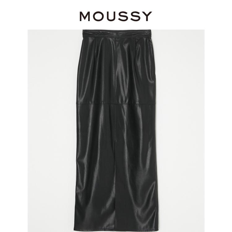 MOUSSY MOUSSY 秋季摇滚风大开叉皮质一步裙半身裙010FA730-7120 6921020585546870424