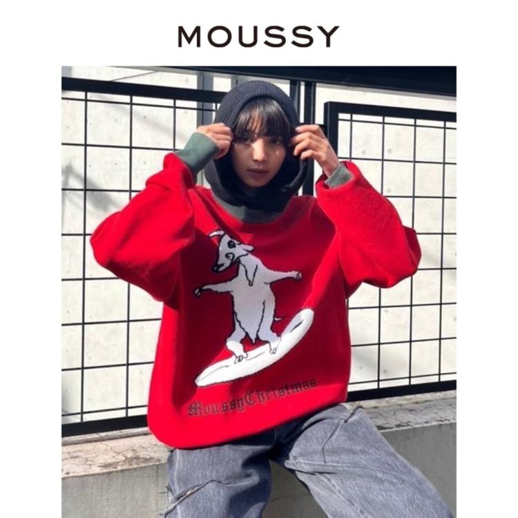 Moussy 秋季创意动物图案设计毛衣针织衫010fa570-6960 In Red