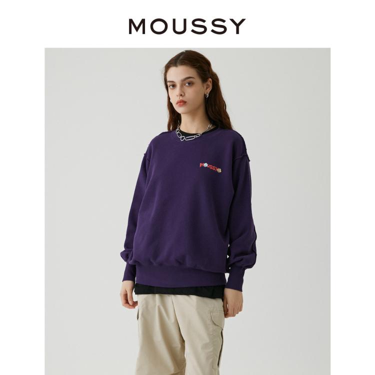 Moussy 秋季中性风刺绣卫衣010ga590-5460