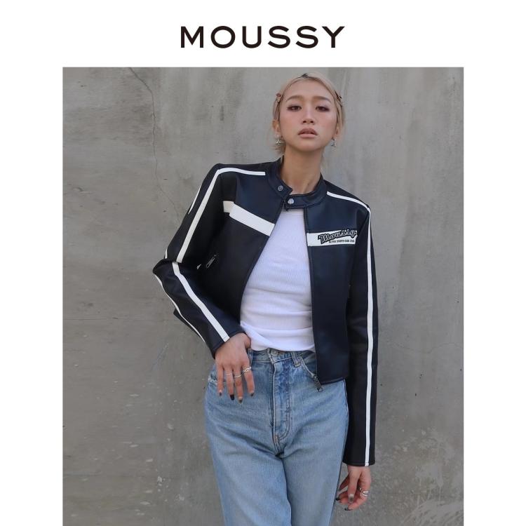 Moussy 冬季新品机车风赛车服撞色修身外套028gsz30-0150 In Multi