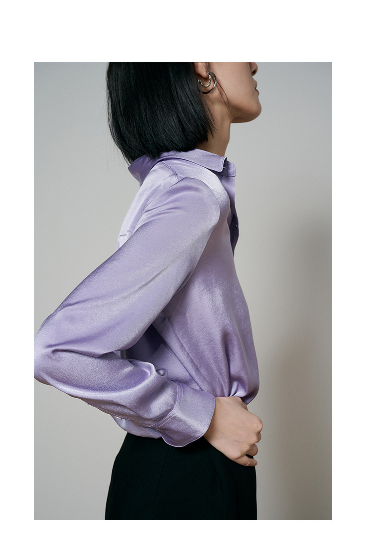 法式缎面衬衫小众丝绸感长袖衬衫女气质通勤衬衣女