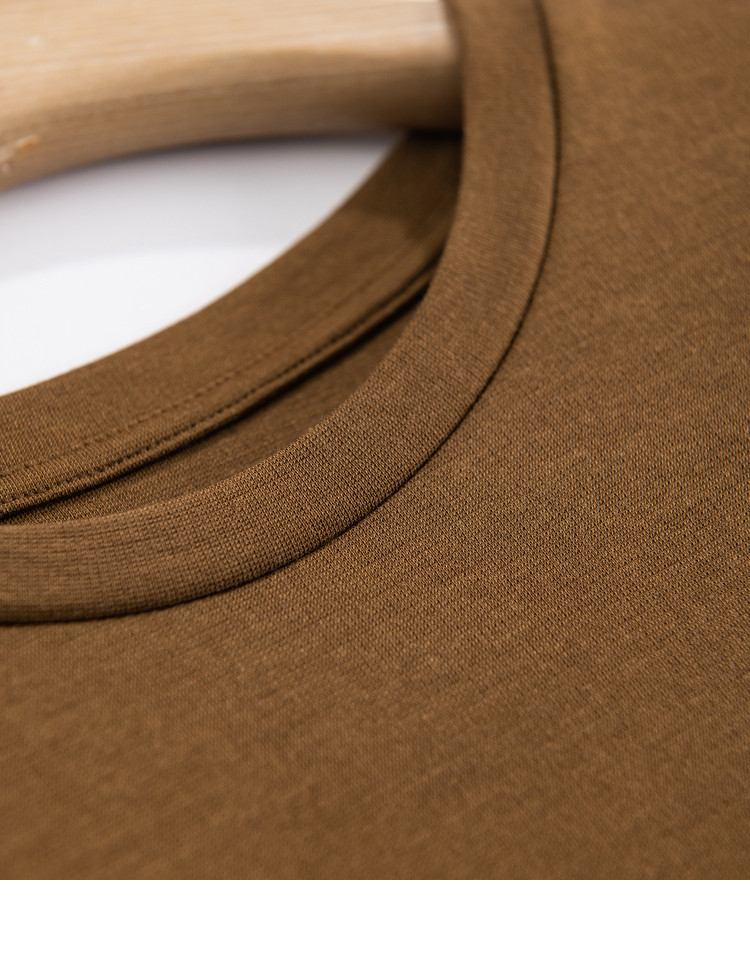 三醋酸混纺亮片字母印花短袖t恤女夏 棕色圆领t恤