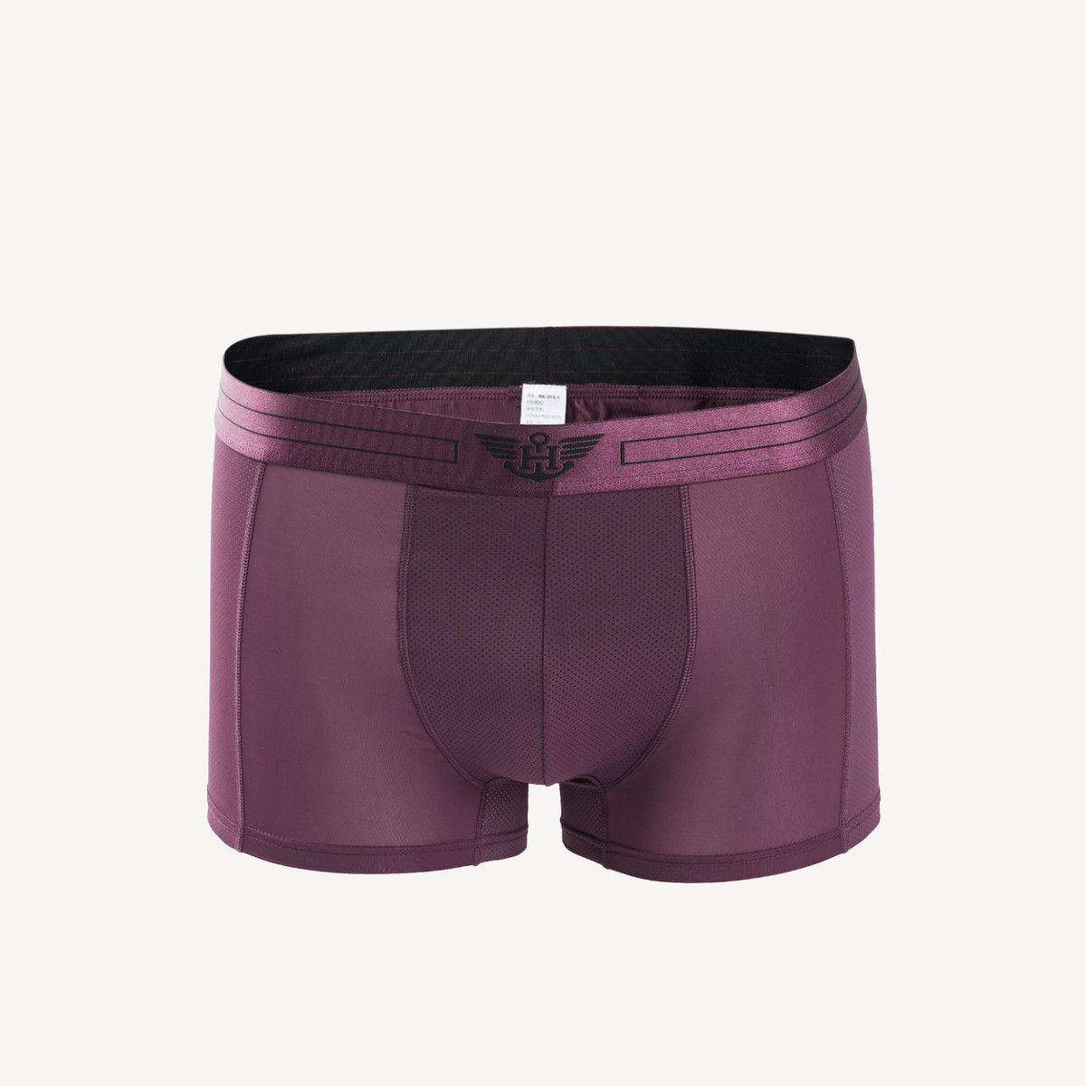 hla海澜之家 新品网眼透气镶拼针织平角短裤男 紫红镶拼27 m