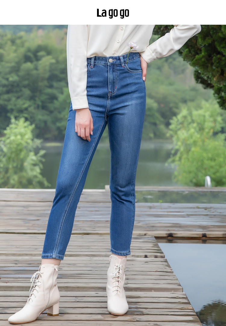 2020新款高腰口袋牛仔裤女