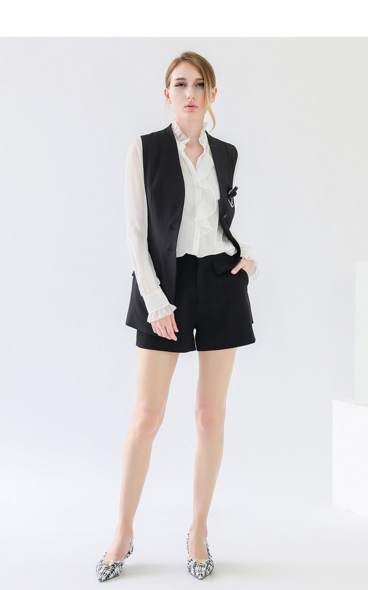 cocobella白色西服马甲女前长后短设计感通勤ol西装马夹ct785