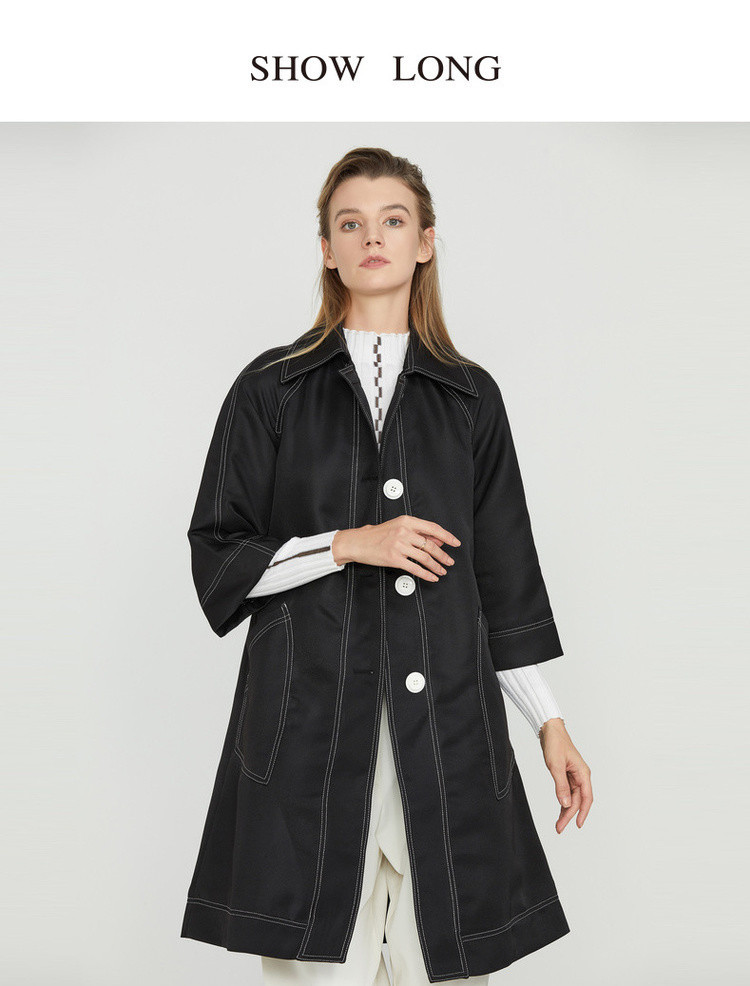 舒朗【top新款】新品女士优雅风衣中长款外套女