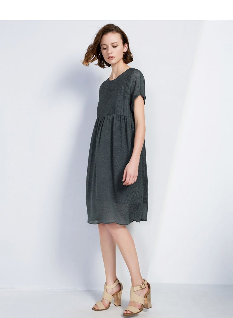 舒朗【2018年新品 】时尚气质百搭显瘦桑蚕丝气质连衣裙女