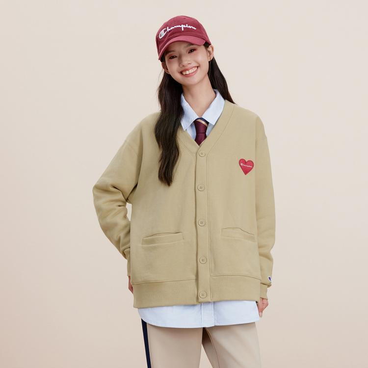 CHAMPION Champion 【品牌直营】秋冬爱心徽标卫衣开衫男V领休闲保暖