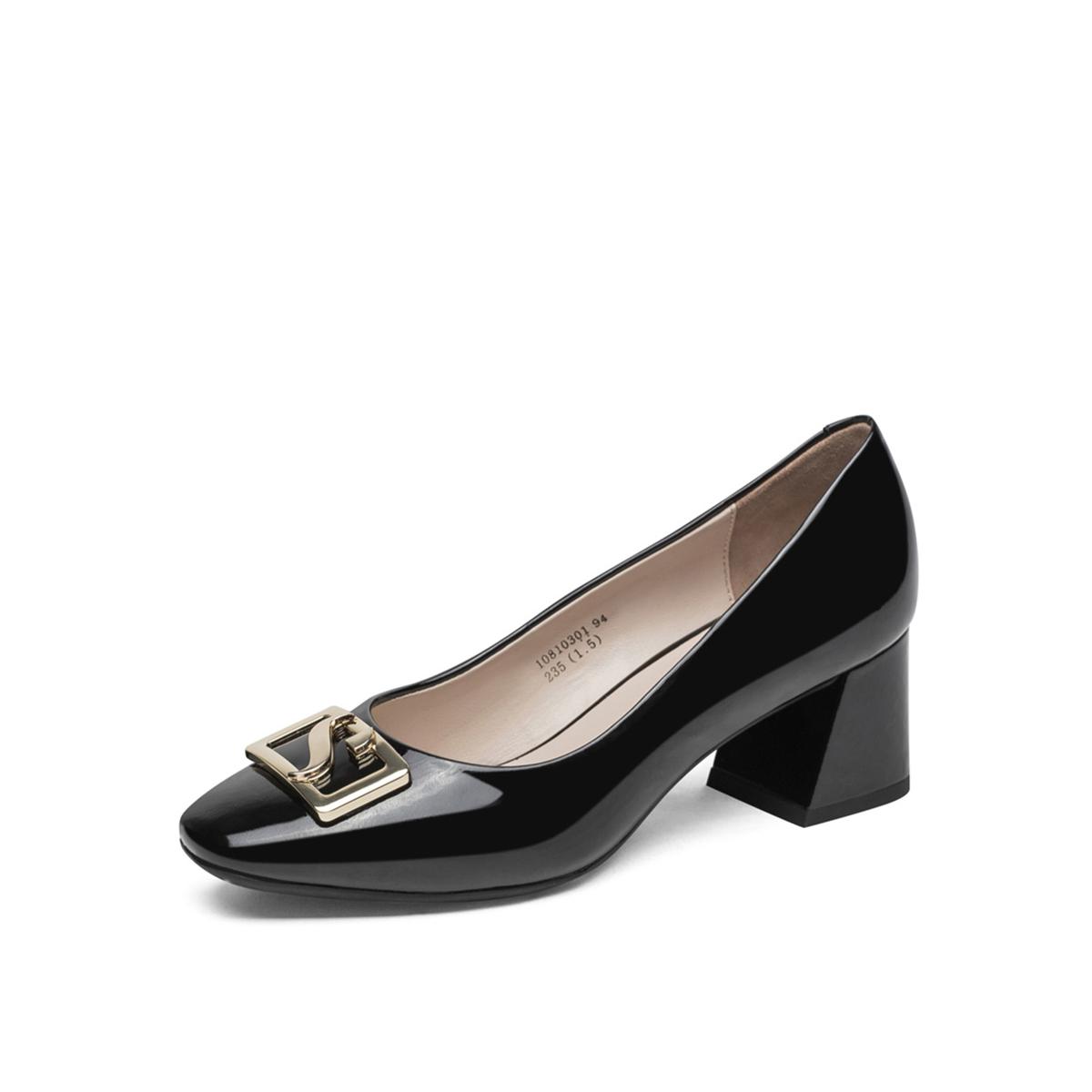 skap/圣伽步牛皮s字母元素浅口鞋女士单鞋