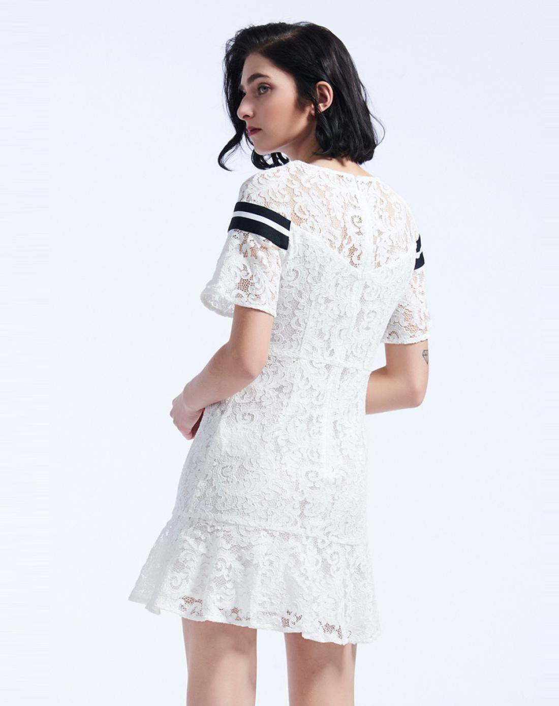 five plus女装专场-焕新衣 five plus新款女夏装蕾丝连衣裙高腰短裙