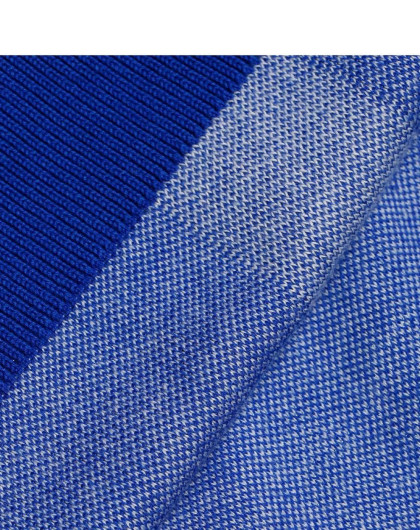 撞色圆领宽松连衣裙彩蓝