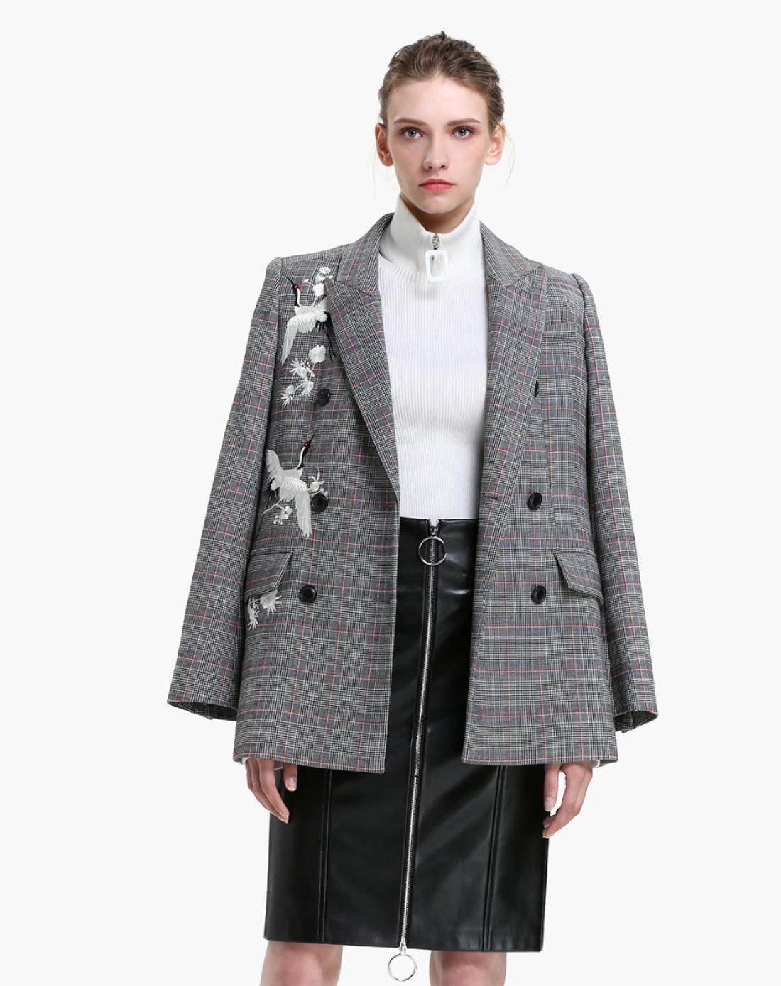 欧时力刺绣毛呢西装外套1jy4344500923_唯品会