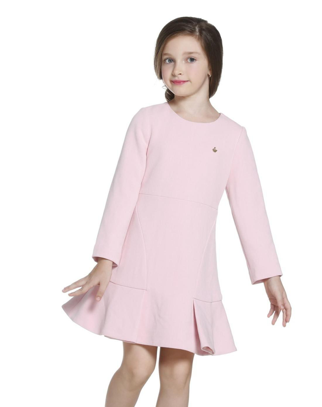 ochirly kids欧时力童装女童荷叶边纯色长袖连衣裙2016新款荷叶边纯色