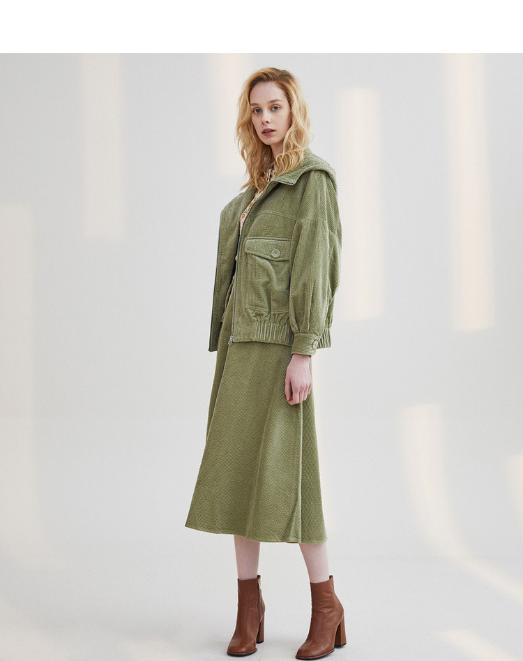 菀草壹wcy2020春装新款灯芯绒休闲宽松上衣复古百搭连帽短外套女